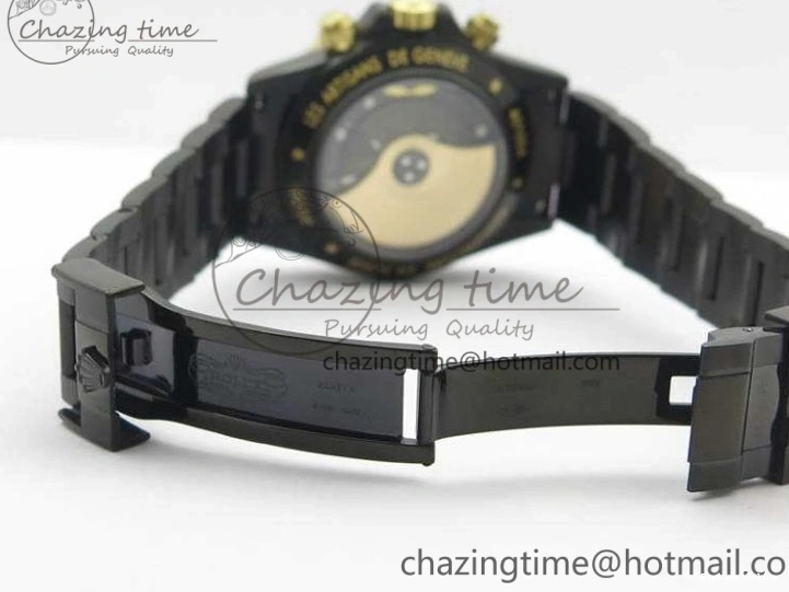 0415 Modern Daytona Kravitz YG DLC BP Maker Best Edition Black Dial On DLC Bracelet A4130 (Free Leather Strap) 3572